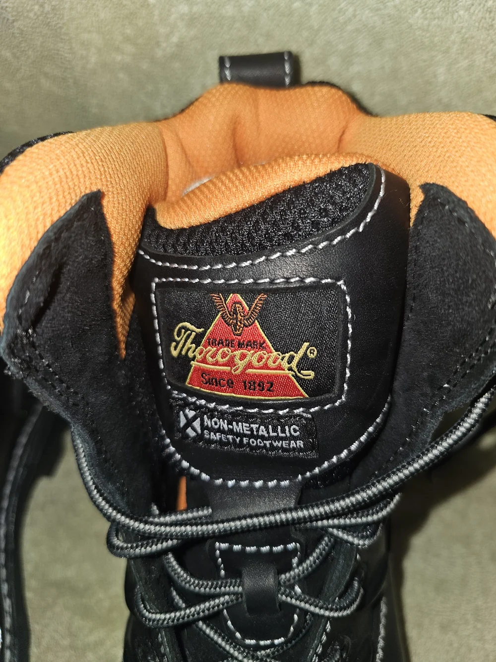 Throggood Black and Orange Safety Work Boots for Men